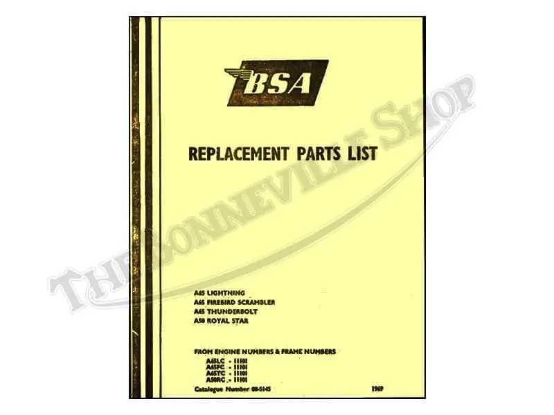 tbs bsa parts book a a lightning firebird thunderbolt royal star