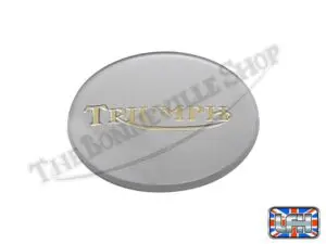 83 4776 02 Triumph 750 TR7 T140 Bonneville Tiger Petrol Tank Badge Gold On Silver 1