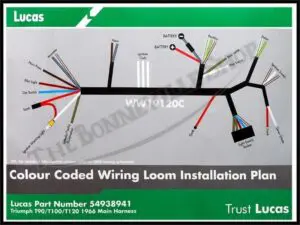 54938941 G 01 TRIUMPH 350 500 650 GENUINE LUCAS WIRING HARNESS 1966 BONNEVILLE TIGER