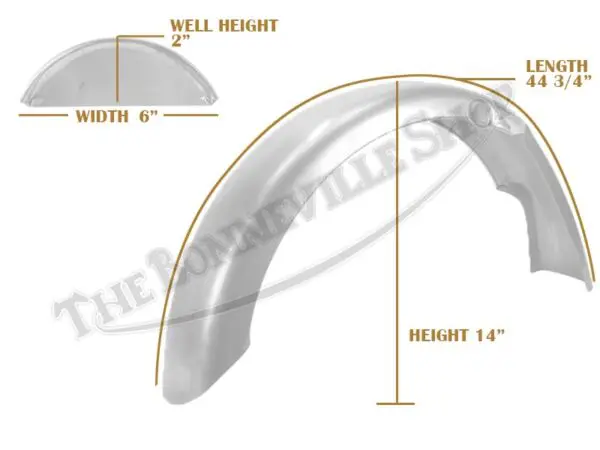 Triumph 500 650 Bare Steel Lipped Rear Mudguard Fender1964-67 PN# 82-6965 F6965