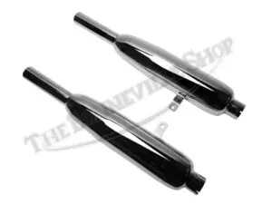 70 4118T 70 4119T 02 TRIUMPH 650 PRE UNIT DUPLEX FRAME EXHAUST SILENCER PAIR 1960 62 PN 70 4118 T 70 4119 T E4118 E4119
