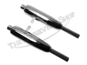 70 4118T 70 4119T 03 TRIUMPH 650 PRE UNIT DUPLEX FRAME EXHAUST SILENCER PAIR 1960 62 PN 70 4118 T 70 4119 T E4118 E4119