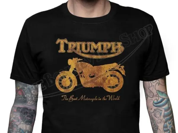 TBS 9968 04 The Bonneville Shop Black T Shirt with vintage Triumph logo