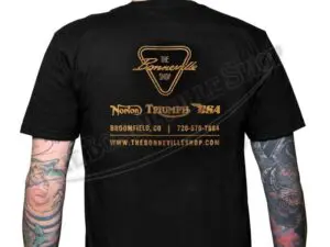 TBS 9968 05 The Bonneville Shop Black T Shirt with vintage Triumph logo