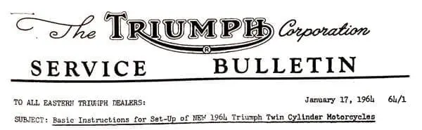 Service Bulletin 64 Triumph header