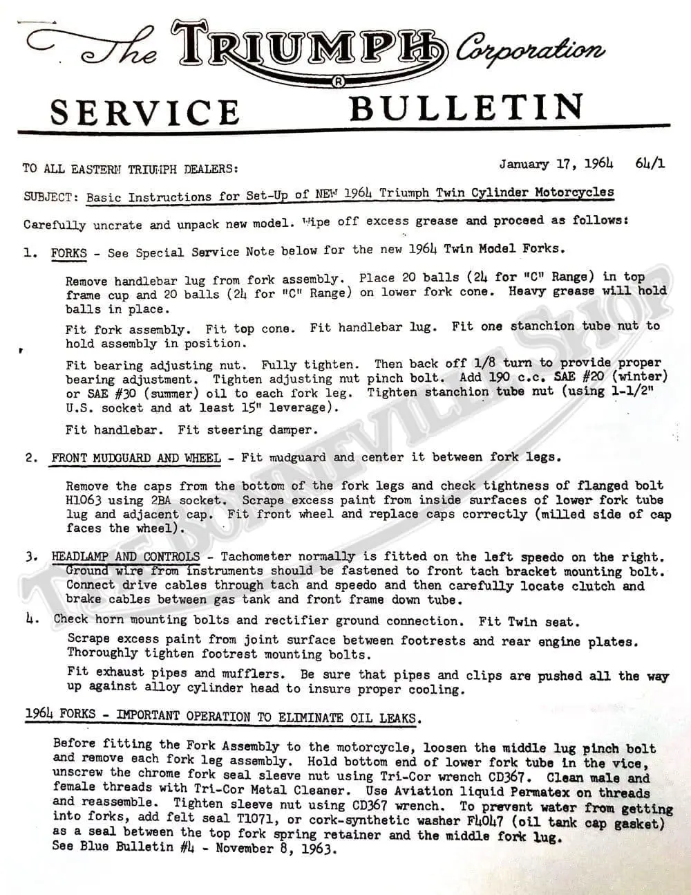 Eliminating Oil Leaks - Service Bulletin 64 Triumph small 1