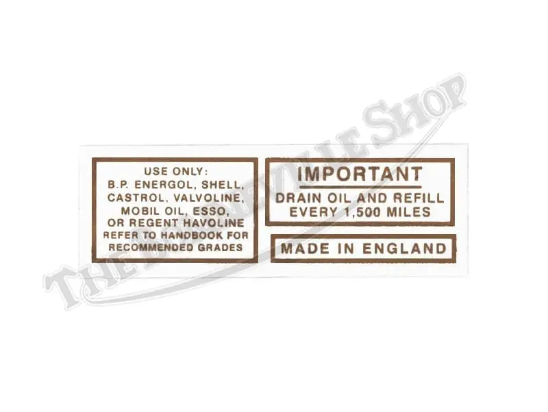 Triumph Bonneville Tiger Oil Tank Top Peel and Stick Decal