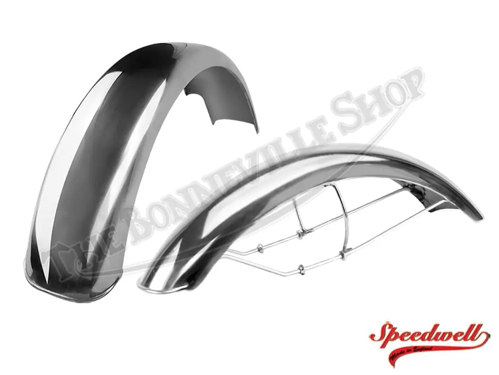 Triumph 650 TR6 T120 BSA A65 1971-73 Stainless Front and Rear Speedwell Mudguard Set PN# 83-3565 S 97-4270 S