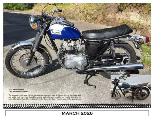 2026 Brit Bike Calendar PN# TBS-CALENDAR