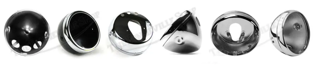 A row of headlamp shells
