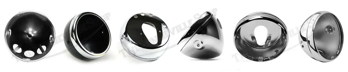 A row of headlamp shells