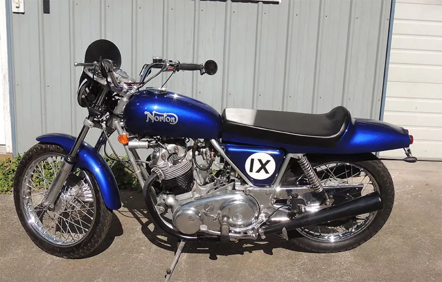 Classic blue Norton motorcycle for sale