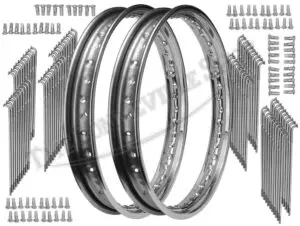 Norton Full Width Front and Rear 19" WM2 Rolltru Premium Rim and Spoke Sets UK Made Kit PN# MB41 06-7712 NM18350