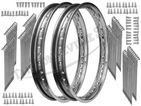 Norton Full Width Front and Rear 19" WM2 Rolltru Premium Rim and Spoke Sets UK Made Kit PN# MB41 06-7712 NM18350