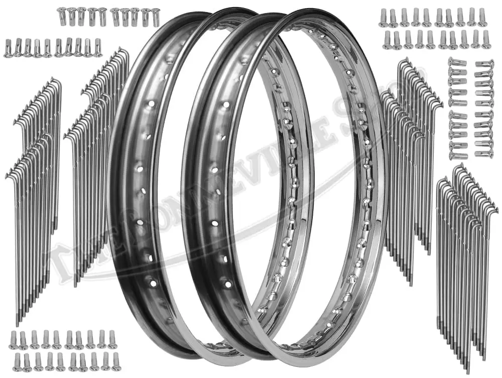 Norton Full Width Front and Rear 19" WM2 Rolltru Premium Rim and Spoke Sets UK Made Kit PN# MB41 06-7712 NM18350