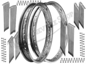 Triumph BSA Stainless Conical Front WM2 19" & Rear 18" WM3 Rims and Spoke Sets UK Made Kit PN# MC270 37-3818 MC260