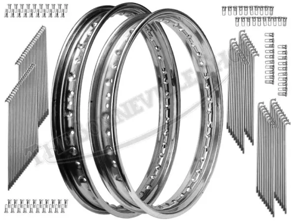 Triumph Chrome Disc Front 19" WM2 & Rear 18" WM3 Rims and Spoke Sets UK Made PN# MC284 37-4129 MC290 37-7030 Triumph T140 Rear Rim