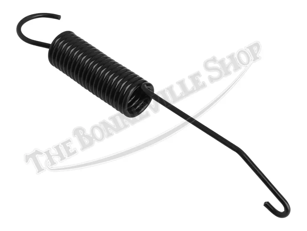 Black coiled metal spring with hooks
