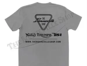 Gray t-shirt with motorcycle shop logo