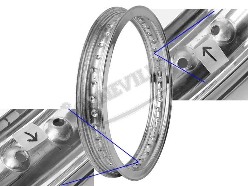 Triumph 750 T160 Trident CWC WM3 X 19-inch 40 Hole Excel Valanced Polished Alloy Rear Rim Disc Brake PN# 37-4243-A-2nd